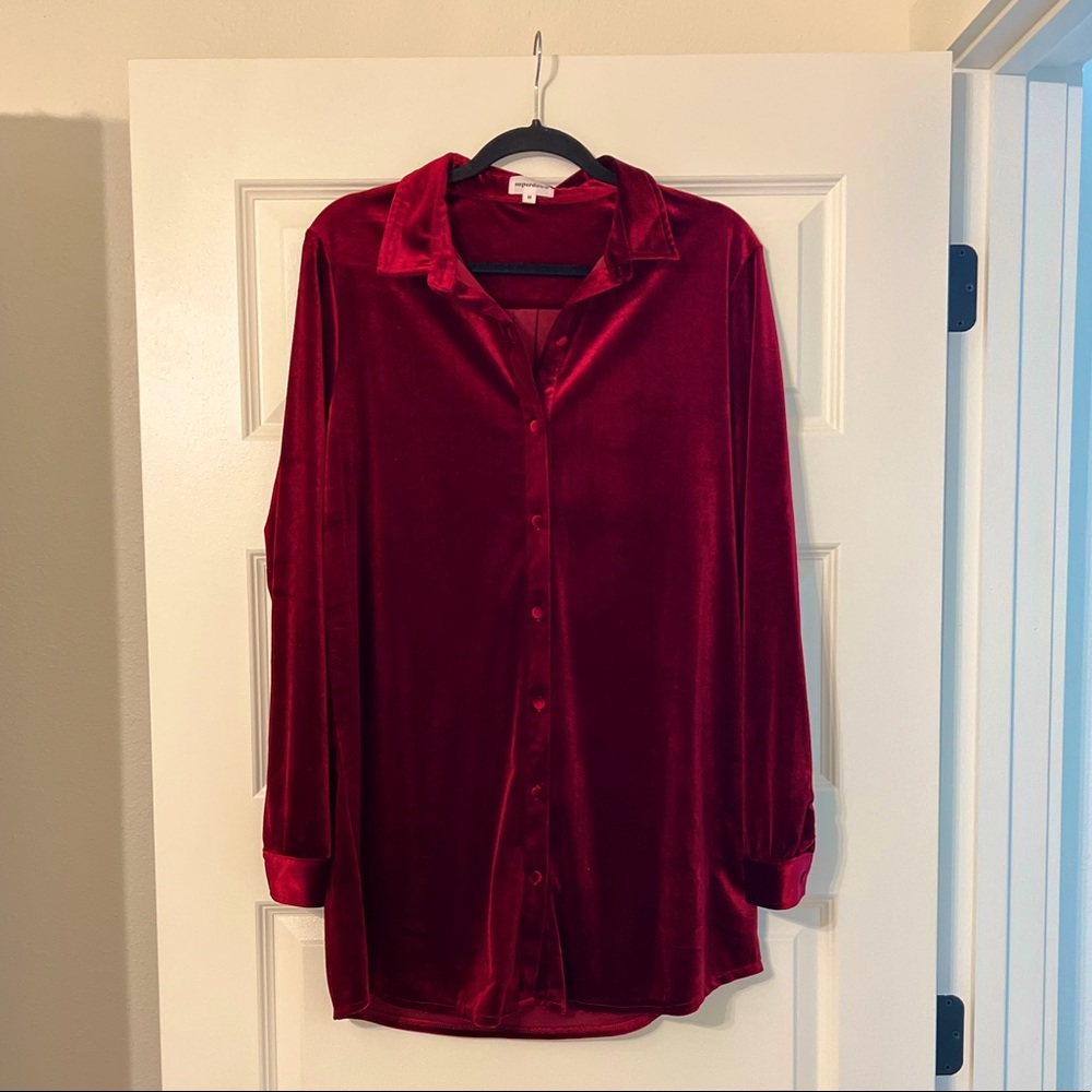 Superdown Vella Velvet Dress In Wine Size Medium